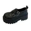 Mocasines Brogue Tallados para Mujer 2026 Nuevo Otoño Zapatos con Plataforma para Aumentar Altura Estilo Británico Retro Punta Redonda Zapatos Pequeños de Cuero