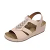 Sandalias de cuña para mujer de gran tamaño para comercio exterior transfronterizo, nuevas sandalias romanas de plataforma de suela gruesa transpirables de verano para mujer, estilo europeo y americano