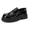 Zapatos de cuero de talla grande para hombre con suela gruesa para aumentar la altura, mocasines casuales brillantes de charol con tacón grueso, zapatos de moda para estilista