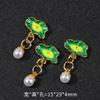 Esmalte Cloisonné Goteo de Aceite Diamante Perla Hoja de Loto Color Conservante Hebilla de Seguridad Colgante Accesorio DIY Perla Pequeña Broche para Ropa