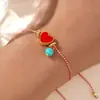 Pulsera de Cuerda Trenzada con Ojo de Diablo y Corazón de Turquesa Imitación, Estilo Nuevo Transfronterizo Europeo y Americano, Joyería de Mano Moderna y Versátil