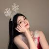 Diadema de felpa con copos de nieve para mujer, horquilla para el pelo, tocado navideño, decoración de estilo princesa para otoño e invierno.