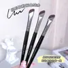 Pincel delineador de ojos en forma de hoz, de hoja plana y biselada, para delinear el rostro, hasta el cepillo de gusano de seda, para cejas, para maquillaje de ojos, portátil
