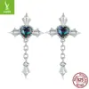 Pendientes de botón con cadena cruzada plateados Ziyun originales, coloridos, adorables, estilo retro europeo y americano, pendientes de plata de ley s925