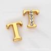 8MM Dourado Meio Diamante Letra DIY Acessórios de Joia Peças Vestíveis Acessórios Liga de Zinco Contas de Letras Inglesas
