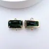 Colgante de diamante de color de cristal de doble colgante rectangular de cuatro garras que conserva el color, conector de cristal de tira larga para pendiente/collar DIY