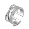 Anillo de Zirconia con Diamantes Completos de Nuevo Diseño, Elegante y Creativo, Estilo Coreano, Anillo Abierto de Doble Capa con Diamantes, Anillo de Dedo, Envío Directo