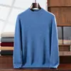 Suéter de cachemira para hombre, otoño e invierno, jersey holgado, nuevo cuello medio alto, suéter base de punto versátil, suéter cálido para hombre