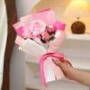 Flores Artificiales Flores de Hilo Tejido Ramo Pequeño Rosas Girasoles Flores Pompones Ramo de Mano Regalo Flores Hechas a Mano Transfronterizas