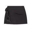 Ropa para Mujer Zr Estilo Europeo y Americano Invierno 2025 Nuevo Diseño Modernos y Versátiles Pantalones Falda Fruncidos Brillantes con Perlas