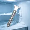 Pala para limpiar y descongelar refrigerador, raspador de hielo de acero completo, raspador de hielo de fondo plano engrosado, pala especializada para descongelar congelador, pala de acero completo