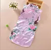 Cheongsam com Alça de Seda Pavão Verão Traje Tang Infantil Cheongsam Meninas Gola Gota Vestido Princesa Cerimônia para Crianças Maiores