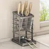 Estante para Cuchillos de Acero Inoxidable Transfronterizo para Uso Doméstico en Encimera de Cocina Estante de Almacenamiento para Cuchillos de Cocina con Plato Drenador Soporte para Cuchillos de Almacenamiento