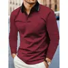 Camisa polo de manga larga transfronteriza para hombre, color liso, modelo nuevo, impresión digital de Amazon, envío directo de una pieza