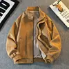 Chaqueta de Cuero para Motocicleta de Gama Alta para Hombre Otoño/Invierno Nuevo Estilo Tendencia Americana Retro Abrigo de Piel Sintética PU con Solapa de Borrego Ropa de Abrigo