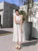 Vestido Halter Tie-Dye Embrião Branco Estéreo Duas Flores Feminino Verão Estilo Férias Delicado Saia A Branca