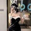 Saia de veludo fofa e doce de coelho com tema de natal para mulheres, roupa cosplay