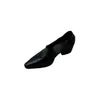 Coleção Pessoal~Mocassins Elegantes de Salto Alto Bico Fino Vintage Minimalista, Sapatos de Couro de Corte Profundo Slip-On Elegantes para o Trabalho