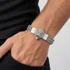 Cross-border nova cabeça de leão 8 * 4 dupla - linha de corrente pulseira de fivela magnética europeu e americano hip-hop pulseira de aço inoxidável para homens