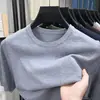 Camiseta de Manga Corta para Hombre, Imitación de Oveja Verano Tejido Fino, Cuello Redondo, Base de Color Sólido, Tejido a Máquina Completamente Horizontal Manga Corta para Hombre