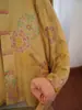 Nuevo Estilo de Invierno Algodón de Sarga con Estampado Retro Cuello Redondo Puños con Botones Bloque de Color Estilo Chino Chaqueta de Algodón 498008
