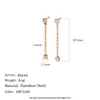 Pendientes de Moda Elegantes y Creativos Estilo Ins Europeo y Americano con Borla y Cadena de Circonita Chapados en Oro de 18 Quilates de Acero Inoxidable para Mujer