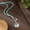 Collar Largo de Terciopelo Coreano con Colgante de Estrella de Mar Tortuga Esmaltada Nuevo Transfronterizo para Mujer, Creativo, Tridimensional, Caracola, Palmera