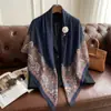 Nuevo Pañuelo de Seda para Primavera y Verano, Estilo Delgado, Bufanda Cuadrada Grande de 130 cm, Pañuelo Decorativo Estampado de Alta Gama, Chal Versátil
