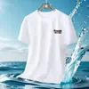 Fornecimento Direto Transfronteiriço Masculino Seda Gelada Tamanho Grande Manga Curta Marca de Moda Camiseta Verão Secagem Rápida Camiseta Campus Juventude Americana para Homens