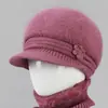 Gorros de Lana para Mujer de Otoño e Invierno con Terciopelo para Mantener Caliente a Personas de Mediana Edad y Mayores, Gorros de Conejo para Madres, Protección para Orejas y Protección contra el Frío, Gorros de Punto Estilo Occidental