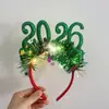 2026 Faixa de Cabeça Faixa de Cabeça Digital Guirlanda Doce de Ano Novo Acessório de Cabeça de Véspera de Ano Novo Faixa de Cabeça Brilhante Festa Infantil Acessórios de Cabelo para Festival