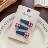Clip para el Cabello con Lazo de Corazón a Cuadros Color Denim Otoño Temprano, Goma para el Cabello, Accesorios Versátiles de Alta Gama para el Cabello de Bebé, Cuerda para el Cabello
