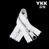 Zíper YKK Nº 5 de Cobre Branco com Fechamento Final para Jaquetas, Acessórios de Vestuário, Bolsas, Puxador de Zíper YKK, Autotravante, Antiderrapante