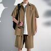 Mt-2417Tz Traje de Camisa Casual Versátil de Seda de Hielo Drapeada Ultrafina para Hombre, Conjunto de Verano de Dos Piezas