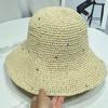 Sombrero de playa japonés dulce y versátil, sombrero de paja para mujer, para vacaciones en la playa, de verano, plegable, para el sol, para lavabo
