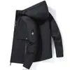 Chamarra larga con capucha para hombre, nuevo estilo otoño e invierno 2026, chamarra casual de marca moderna color liso, chamarra cortavientos para hombre