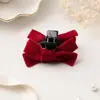 Pinza Negra de Terciopelo para el Cabello con Moño, Pasador, Nuevo Estilo Otoño e Invierno para Flequillo, Accesorio para el Cabello de Princesa