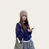 Gorro de punto liso suave y cómodo con bordes deshilachados, un sombrero cálido y elegante para mujer en otoño e invierno, diseñado para hacer que el rostro parezca más pequeño, un nuevo estilo de gorro de punto