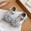 Zapatos de Princesa de Cuero para Bebés 2026 Versátiles Nuevos Elegantes Primavera/Otoño Pedrería Fuego Artificial Mary Jane Zapatos Individuales para Niños