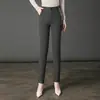 7071 pata de gallo otoño nuevo pantalones casuales de mujer de mediana edad cintura alta madre adelgazantes rectos a rayas pantalones gruesos