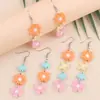 Pendientes Estilo Vacaciones Pendientes de Flor de Acrílico Largos de Girasol Color Caramelo Frescos Pendientes Colgantes Joyería para Orejas para Mujeres