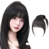 Franja Falsa Estilo Desenho Animado para Mulheres, Cobertura Natural para Cabelos Brancos, Topo Alto Volumoso, Franja Reta Leve e Sem Costura