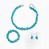 Pulseras de Turquesa Transfronterizas Europeas y Americanas Collares Irregulares de Cuentas Pulseras Elásticas Juego de Pendientes con Colgante Collar para Clavícula