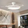 Luz de ventilador de techo para comedor de lujo ligero estilo italiano Digiya, ventilador inteligente invisible estilo retro crema para dormitorio estudio