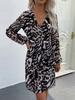 Nuevo Vestido Cruzado de Mujer Independiente para Primavera y Verano 2022 Amazon Explosiones Estampado de Leopardo Cuello en V