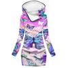 Amazon popular suéter de moda para mujer, falda suéter de otoño, estampado de mariposa digital 3D, suéter con capucha para mujer