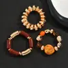 Pulseras Retro de Acrílico con Perlas Europeas y Americanas con Diseño Exagerado, Pulseras Apilables Versátiles de Perlas Irregulares y Piedra de Lava para Mujer