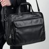 Bolso de Mano de Cuero Genuino de Alta Gama Transfronterizo, Maletín de Negocios para Hombre de Gran Capacidad, Bolso Cruzado Multifuncional para Computadora para el Día a Día