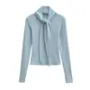Camiseta de Manga Larga con Cordones Estilo Coreano, Encaje de Puro Deseo, Cuello Medio Alto, Versátil Top de Moda Primavera Nueva, Camiseta Básica Ajustada Favorecedora