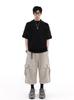 Top de Verão Vazado Respirável Decote V Masculino Estilo Americano Retrô Solto Casual Senso de Design Camisa Tricotada Lapp de Manga Curta